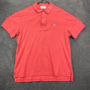 Southern Tide Skipjack‎ Polo Shirt Salmon Pink Cotton Blend Mens Large